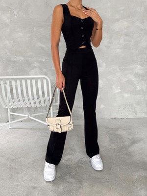 Merrline Kadın Jakar Yelekli Takım