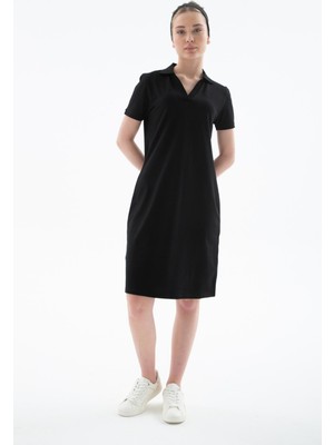 Fashion Friends 25Y0601K1 Kadın Polo V Yaka Kısa Kollu Elbise