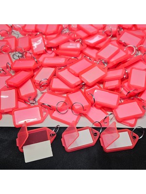 Ünsa Anahtar 100x Kapaklı Büyük Plastik Yazı Yazılabilen Anahtarlık-Mercan Kırmızısı