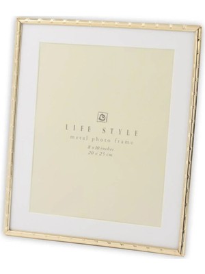 Benim Evim Dekoratif Hediyelik Gold Çizgili Çerçeve 20X25CM Şık Metal Sade Değerli Anı 1 Adet