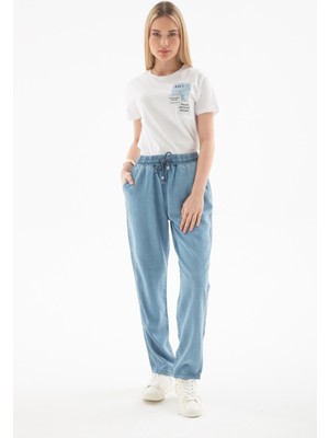 Fashion Friends 25Y0657K1 Kadın Beli Bağlamalı Denim Pantolon