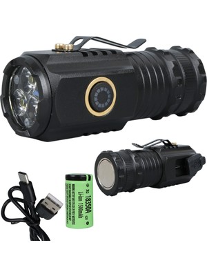  25118 Şapka El Feneri 3 Cob Ledli 3 Modlu Şarjlı Pe-C Mıkıslı 30X30X80MM