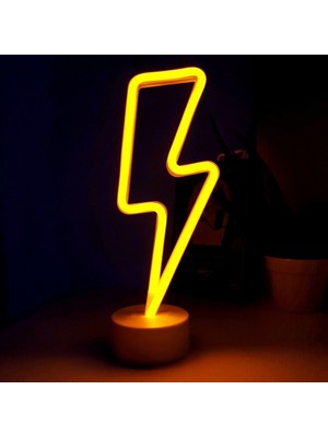 Neon Işıklı Şimşek Lamba USB ve Pilli