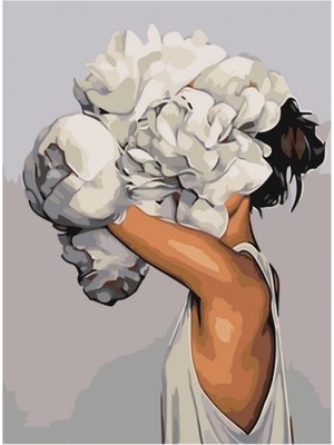 Kanvas Çiçek Kadın Sayılarla Boyama Seti Rulo