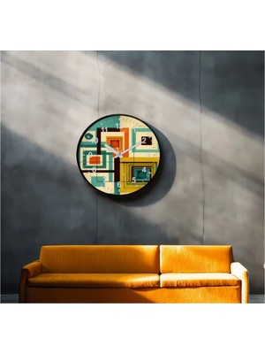 Dekoratif 3D Baskı Geometrik Desen Yuvarlak Duvar Saati -108