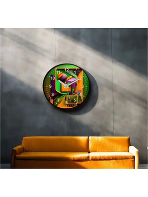 Dekoratif 3D Baskı Geometrik Desen Yuvarlak Duvar Saati -3