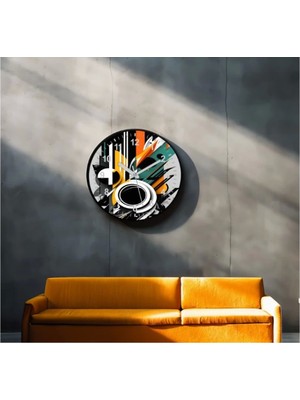 Dekoratif 3D Baskı Geometrik Desen Yuvarlak Duvar Saati -146