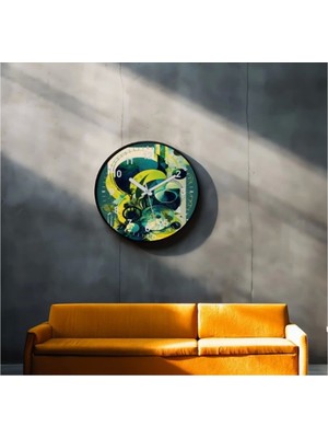 Dekoratif 3D Baskı Geometrik Desen Yuvarlak Duvar Saati -2