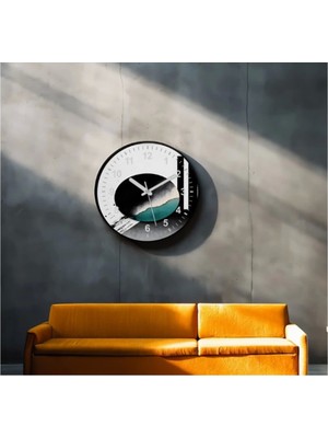 Dekoratif 3D Baskı Geometrik Desen Yuvarlak Duvar Saati -74