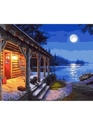 Kanvas Gecenin Yansıması Sayılarla Boyama Seti Rulo