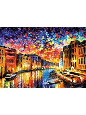 Kanvas Venedik ve Gece Sayılarla Boyama Seti Rulo
