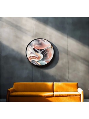 Dekoratif 3D Baskı Geometrik Desen Yuvarlak Duvar Saati -133