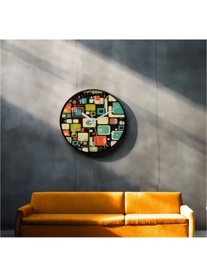 Dekoratif 3D Baskı Geometrik Desen Yuvarlak Duvar Saati -76