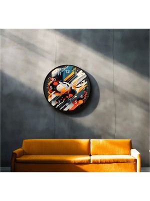 Dekoratif 3D Baskı Geometrik Desen Yuvarlak Duvar Saati -154