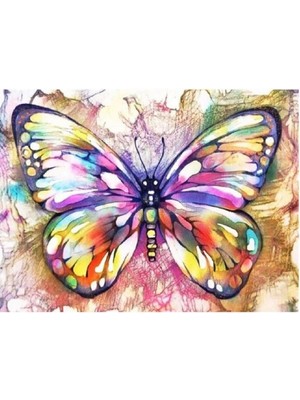 Kanvas Renkli Kelebek Sayılarla Boyama Seti Rulo