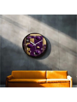 Dekoratif 3D Baskı Geometrik Desen Yuvarlak Duvar Saati -41