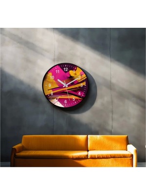 Dekoratif 3D Baskı Geometrik Desen Yuvarlak Duvar Saati -151