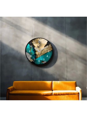 Dekoratif 3D Baskı Geometrik Desen Yuvarlak Duvar Saati -84