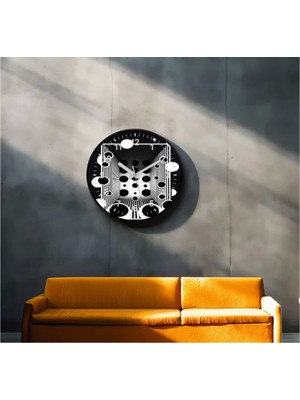 Dekoratif 3D Baskı Geometrik Desen Yuvarlak Duvar Saati -19