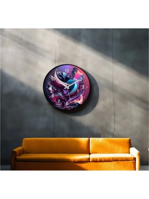 Dekoratif 3D Baskı Geometrik Desen Yuvarlak Duvar Saati -58