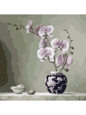 Kanvas Masa Vazo Çiçek Bitiş Sayılarla Boyama  Seti Rulo