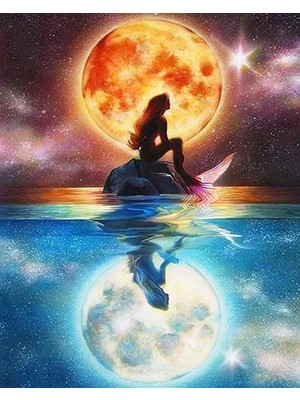 Kanvas Deniz Kızı Yansıması Sayılarla Boyama Setirulo