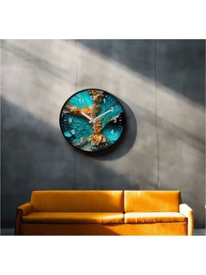 Dekoratif 3D Baskı Geometrik Desen Yuvarlak Duvar Saati -89