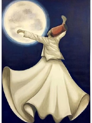 Kanvas Mevlana 5 Sayılarla Boyama Seti Rulo