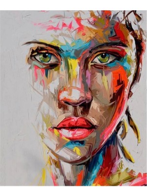 Kanvas Renkli Kadın Sayılarla Boyama Seti Rulo