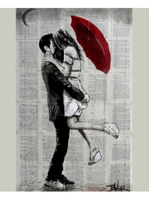 Kanvas Romantik Şemsiye Anısı 2 Sayılarla Boyama Seti Rulo