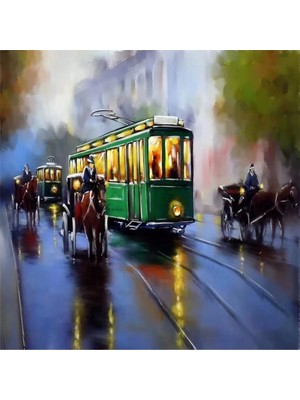 Kanvas Yeşil Tramway Sayılarla Boyama Seti  Rulo