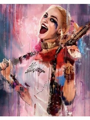 Kanvas Neşeli Harleyquinn Sayılarla Boyama Seti  Rulo