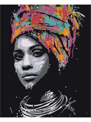 Kanvas Afrikalı Güzel 1 Sayılarla Boyama Seti Rulo