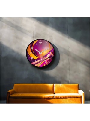 Dekoratif 3D Baskı Geometrik Desen Yuvarlak Duvar Saati -125