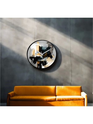 Dekoratif 3D Baskı Geometrik Desen Yuvarlak Duvar Saati -36