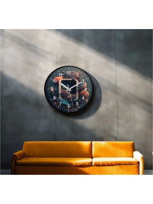Dekoratif 3D Baskı Geometrik Desen Yuvarlak Duvar Saati -147