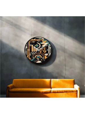 Dekoratif 3D Baskı Geometrik Desen Yuvarlak Duvar Saati -143