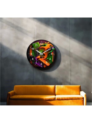 Dekoratif 3D Baskı Geometrik Desen Yuvarlak Duvar Saati -145