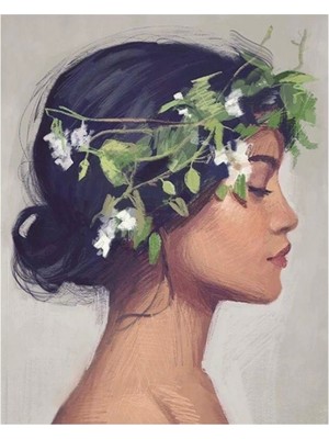 Kanvas Çiçek Kadın 20 Sayılarla Boyama Seti Rulo