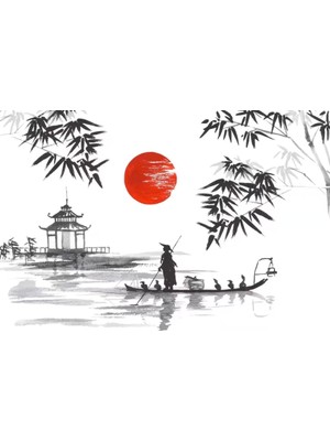 Kanvas Japon Günlüğü Sayılarla Boyama Seti  Rulo