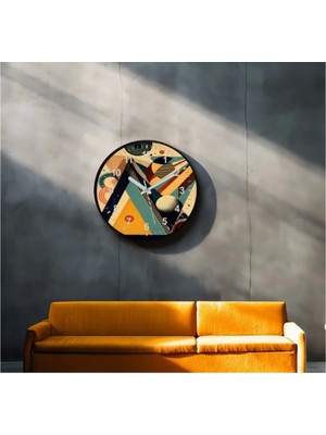 Dekoratif 3D Baskı Geometrik Desen Yuvarlak Duvar Saati -118