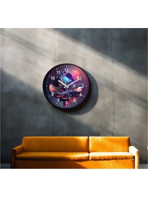 Dekoratif 3D Baskı Geometrik Desen Yuvarlak Duvar Saati -126