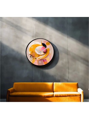 Dekoratif 3D Baskı Geometrik Desen Yuvarlak Duvar Saati -68