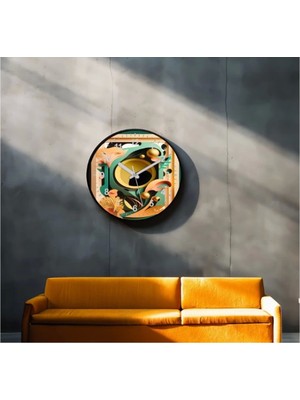 Dekoratif 3D Baskı Geometrik Desen Yuvarlak Duvar Saati -135