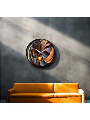 Dekoratif 3D Baskı Geometrik Desen Yuvarlak Duvar Saati -87