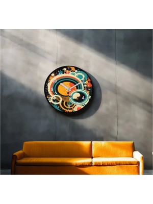 Dekoratif 3D Baskı Geometrik Desen Yuvarlak Duvar Saati -99