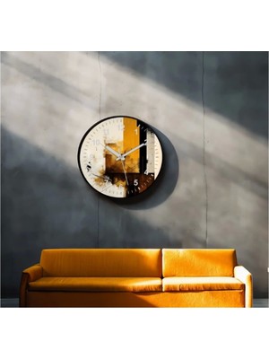 Dekoratif 3D Baskı Geometrik Desen Yuvarlak Duvar Saati -123