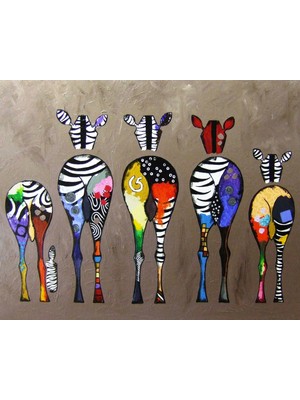 Kanvas Zebra Ailesi Sayılarla Boyama Setirulo