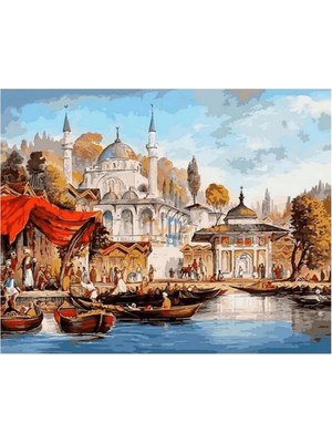 Kanvas Bir Zamanlar Istanbul Sayılarla Boyama Seti Rulo