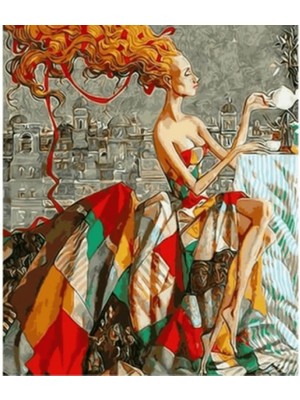 Kanvas Renkler ve Kadın Sayılarla Boyama Seti Rulo